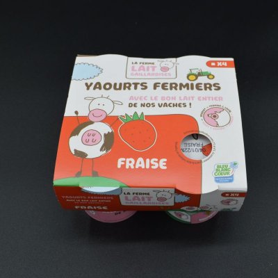 Pack de 4 Yaourts Fermiers aromatisés à la Fraise 