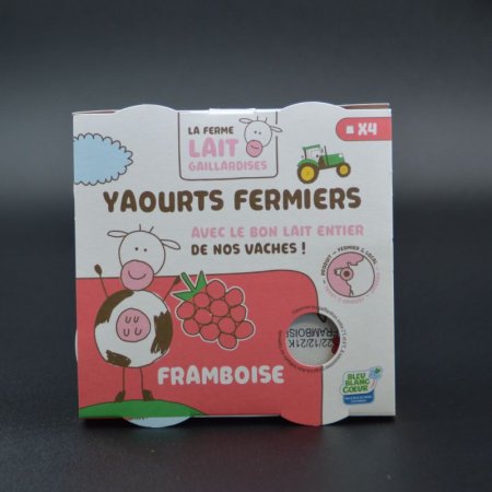 Pack de 4 Yaourts Fermiers aromatisés à la Framboise 